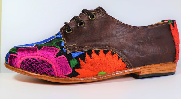 Blue floral ladies shoes -Artisan shoes- artisan leather -Handmade artisan.02