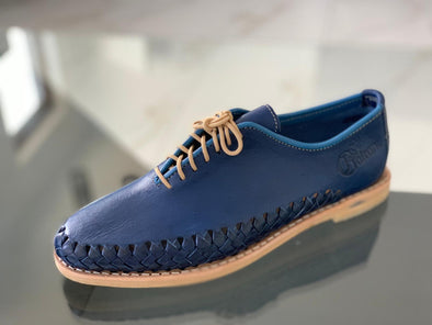 Handmade Blue  calf leather shoe