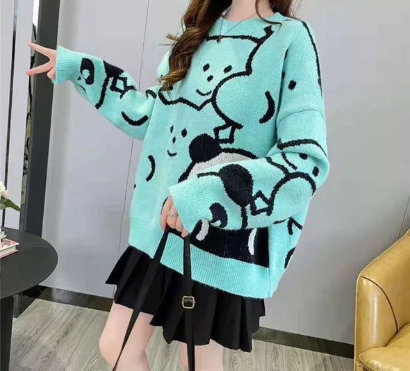 Knitted panda bear sweater