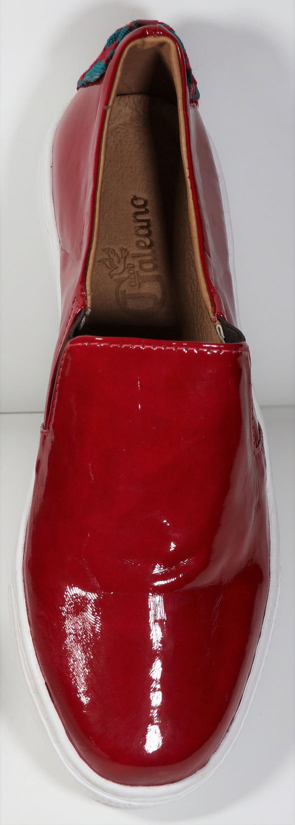 red  patent vinyl  women sneaker