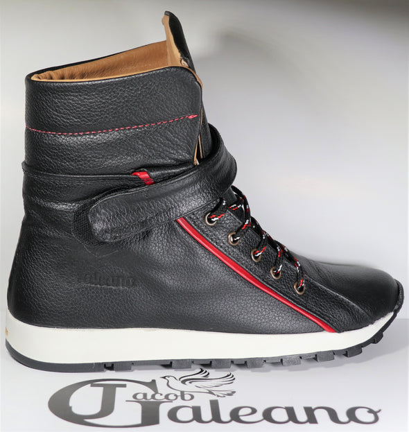 men's  sport boots -handmade black leather boot